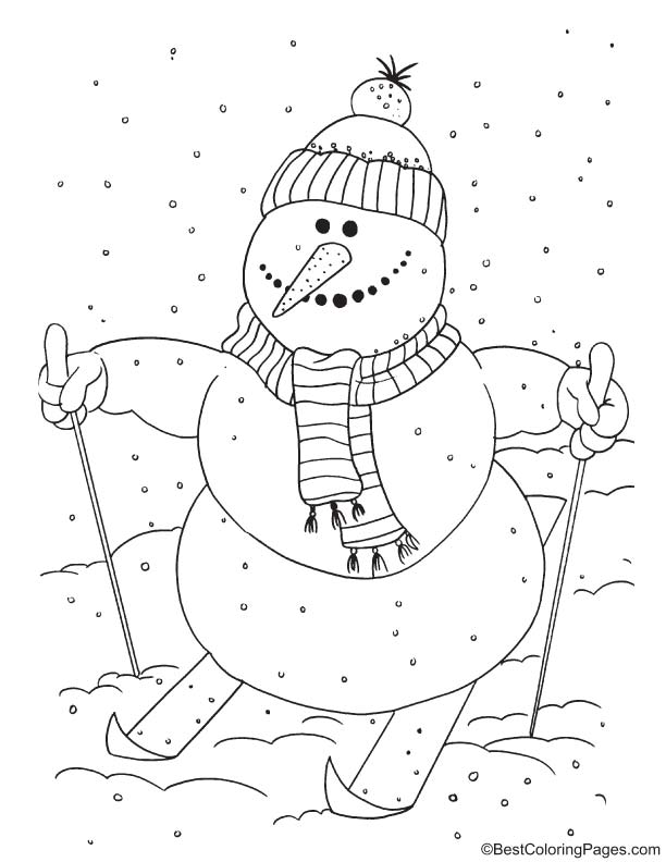 Snowman skiing coloring page download free snowman skiing coloring page for kids best coloring pages