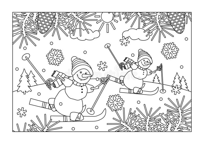 Kids snowmen coloring page stock illustrations â kids snowmen coloring page stock illustrations vectors clipart