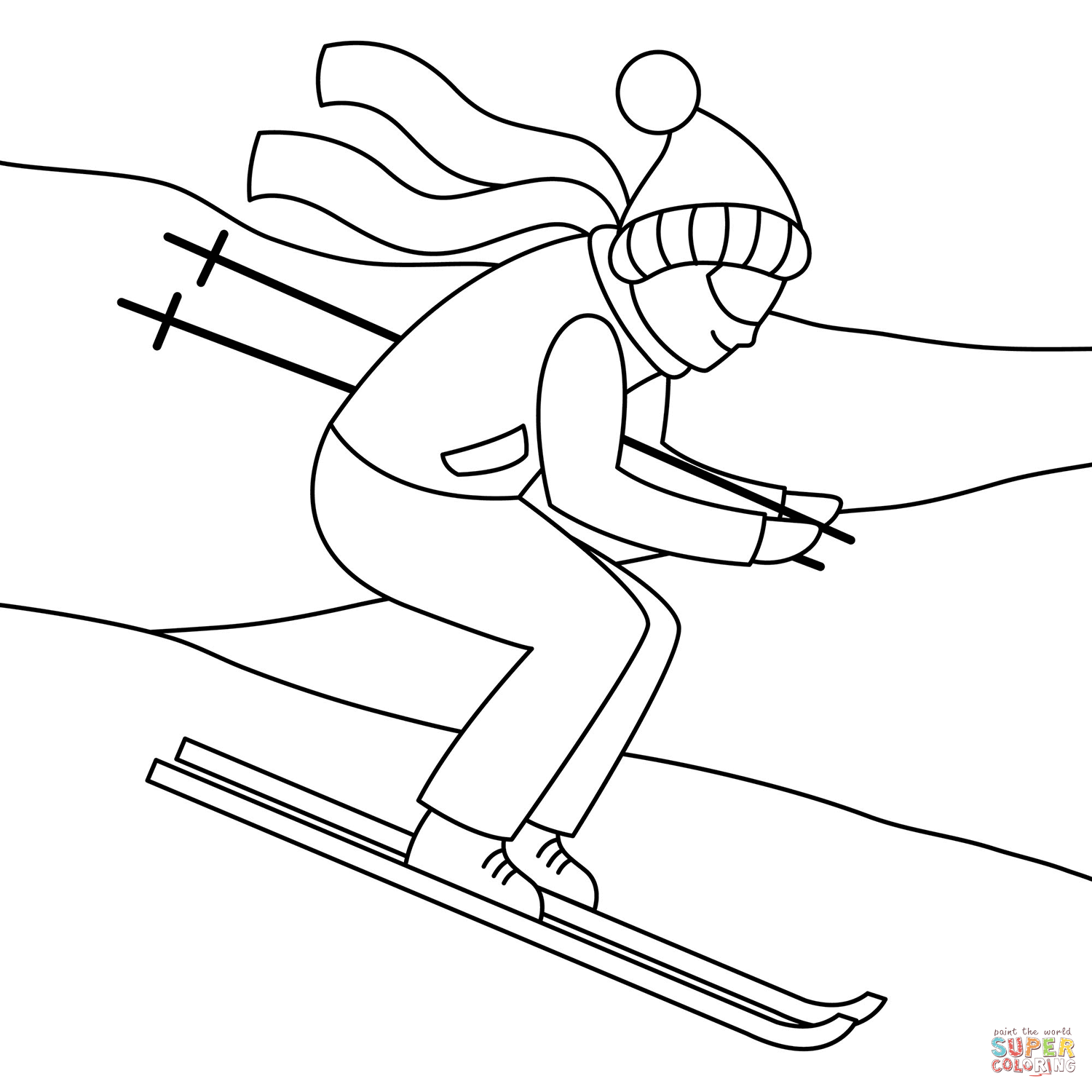 Skier coloring page free printable coloring pages