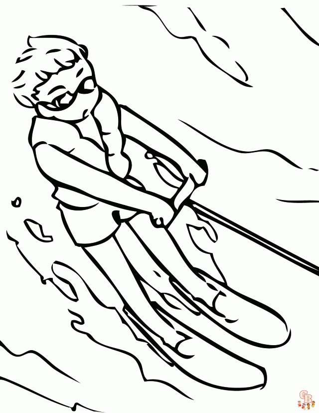 Skiing coloring pages free printable sheets for kids