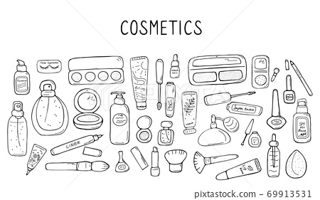 Make up and beauty symbols icon set female