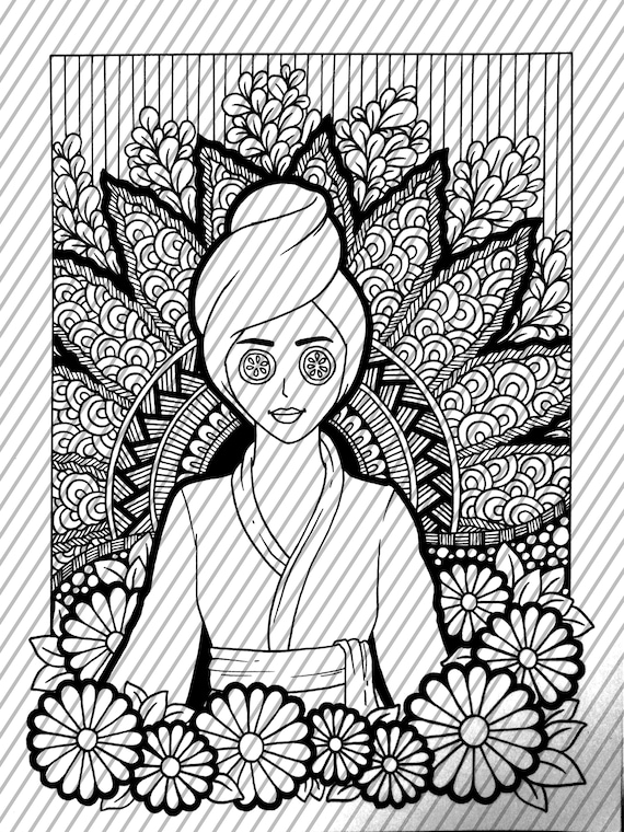 Skincare self care coloring page large coloring sheet giant