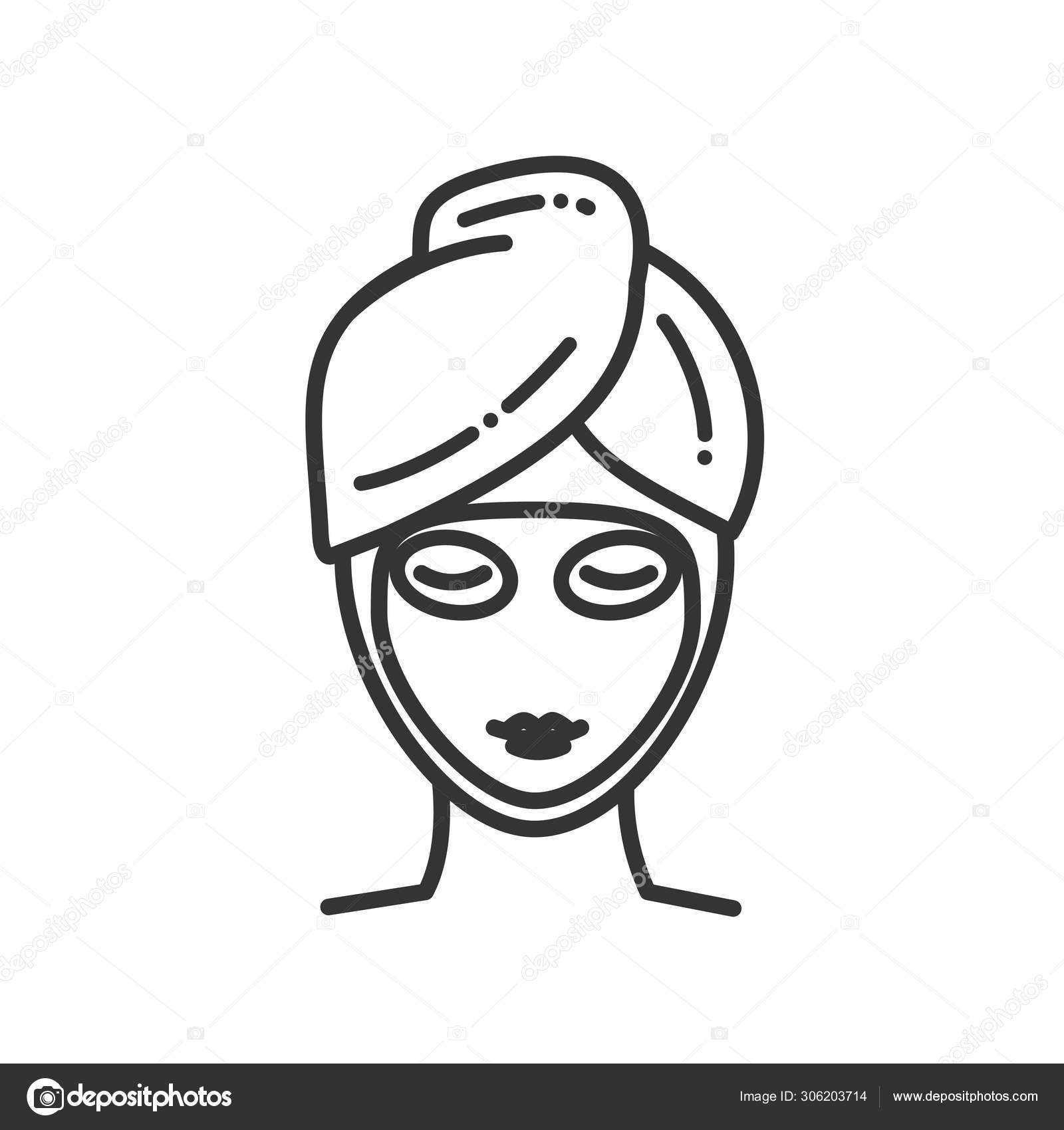 Skin care color line icon woman with facial mask sign spa cosmetic procedures pictogram for web page mobile app promo ui ux gui design element stock vector by alx