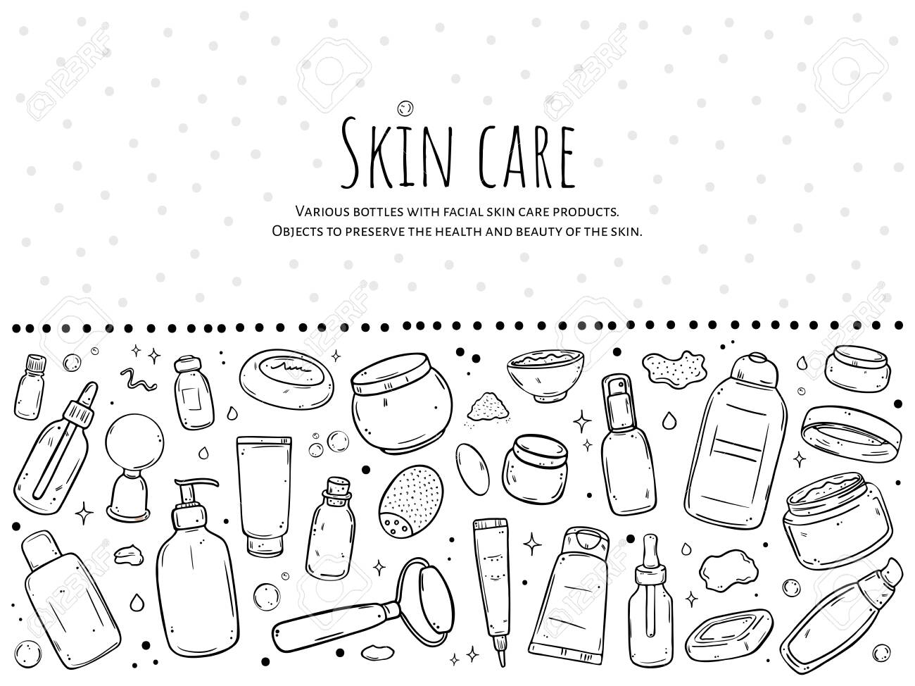 A set of items for skin care black outline isolated on white background royalty free svg cliparts vectors and stock illustration image