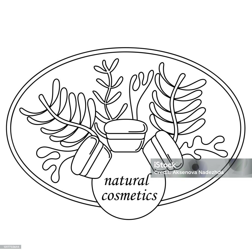 Coloring book beauty ecofriendly natural cosmetics and skin care products body and face care mandala stock illustration