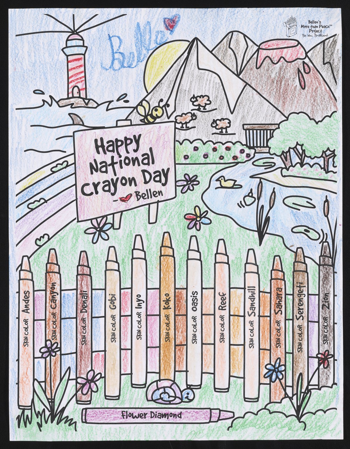 Bellens more than peach national crayon day coloring sheet