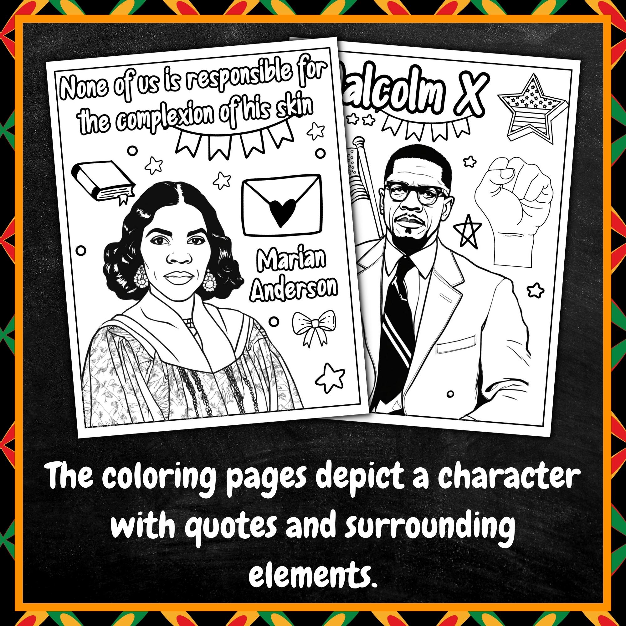 Black history month heroes coloring pages black icons coloring sheets