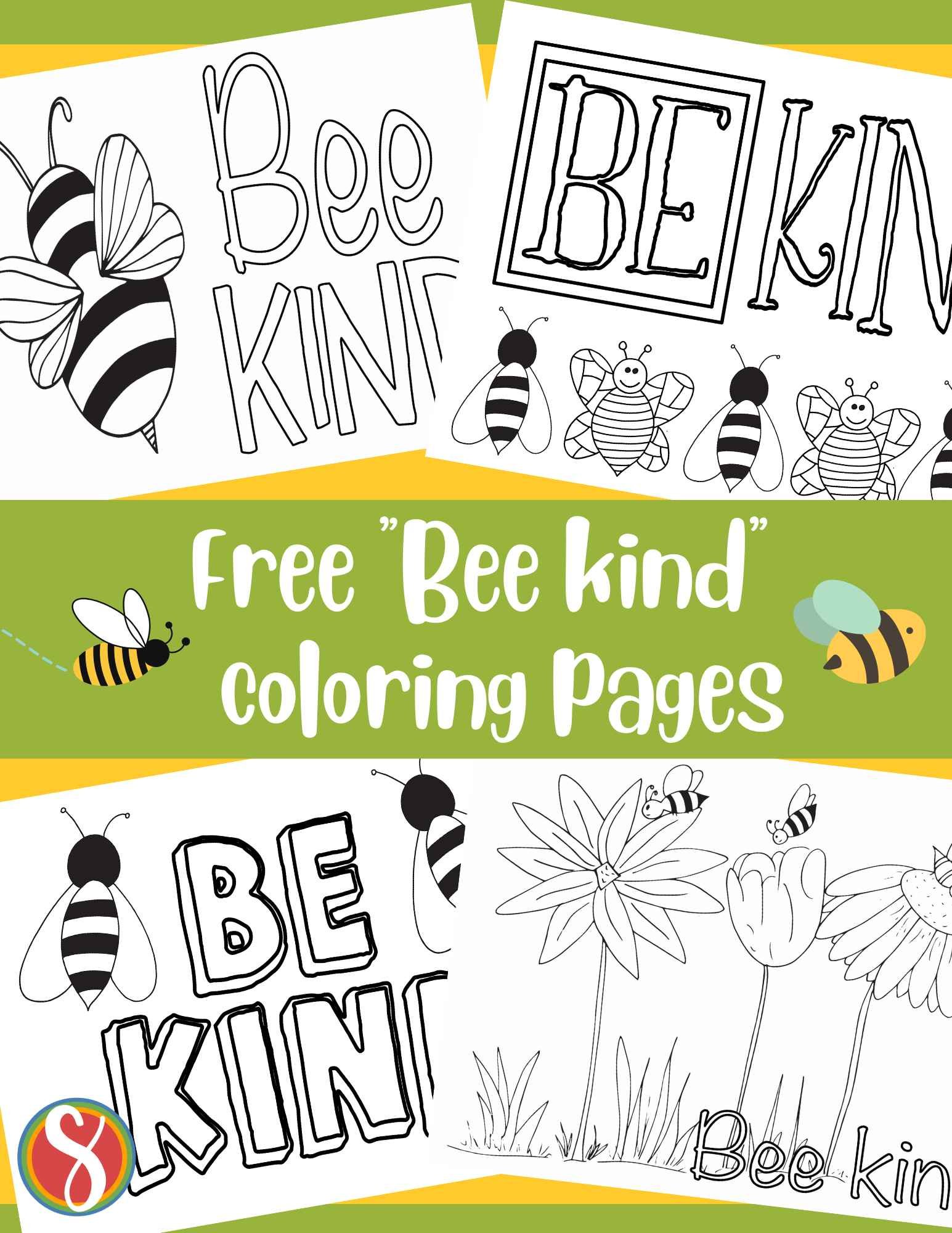 Free bee kind coloring pages â stevie doodles