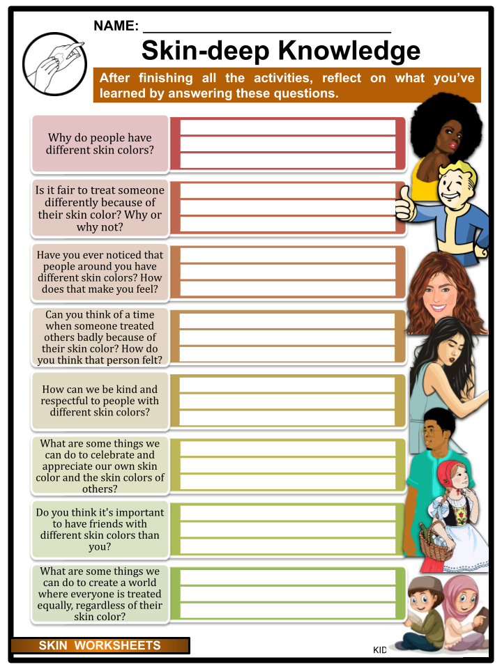 Skin worksheets skin structure function health