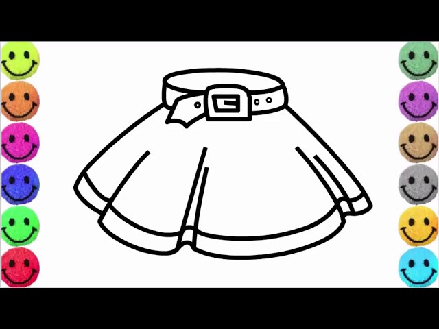 Skirt drawing for kids dress coloring pages learn colors