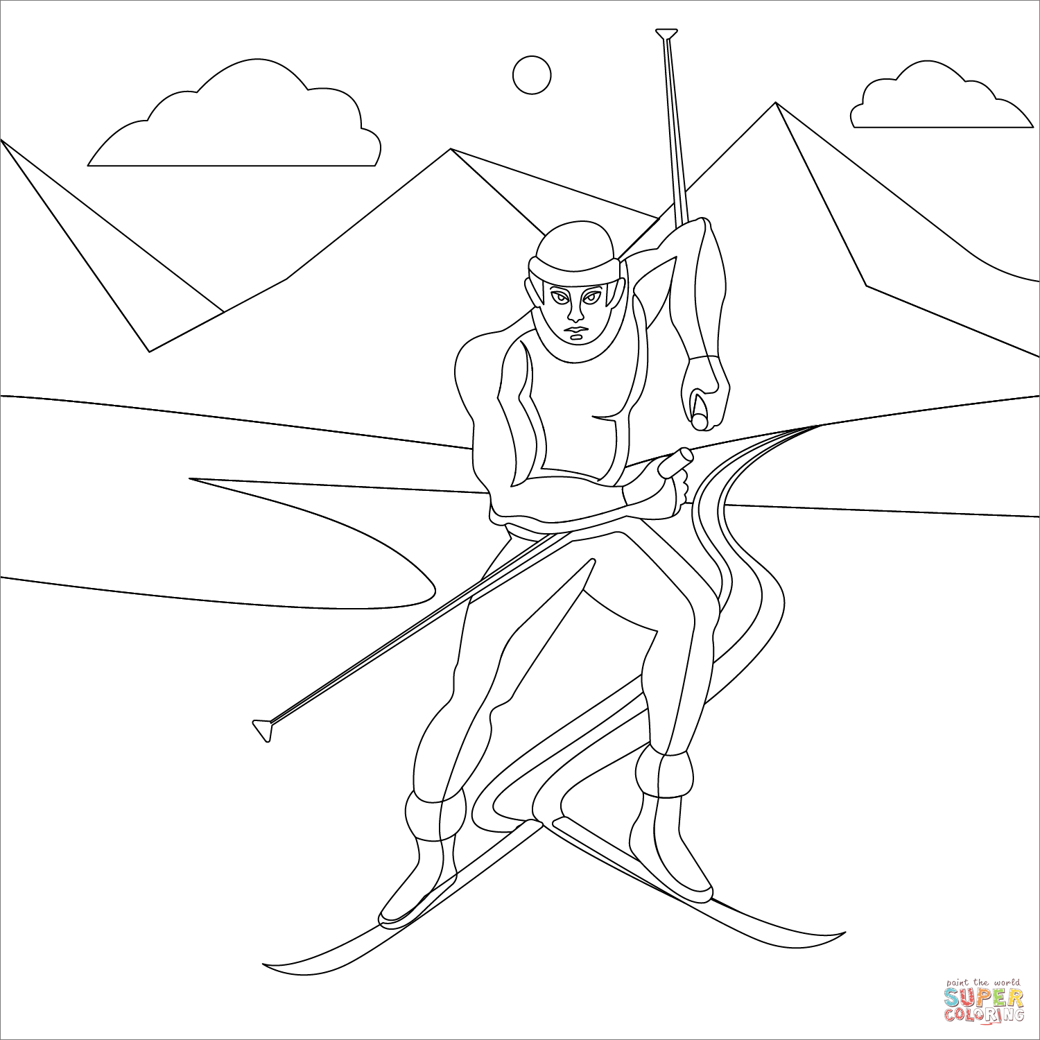 Ski coloring page free printable coloring pages