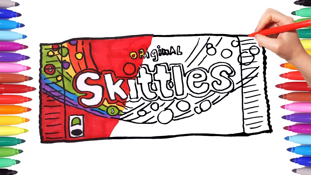 Drawing and coloring skittles candy pack skittles coloring pages for kids painting candies