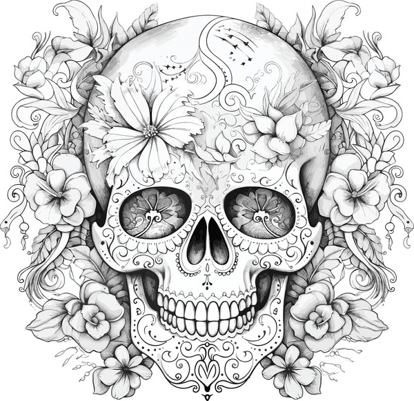 Thousand coloring pages skull royalty