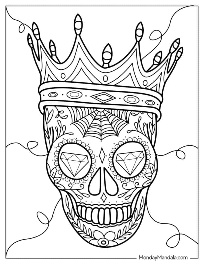 Sugar skulls coloring pages free pdf printables