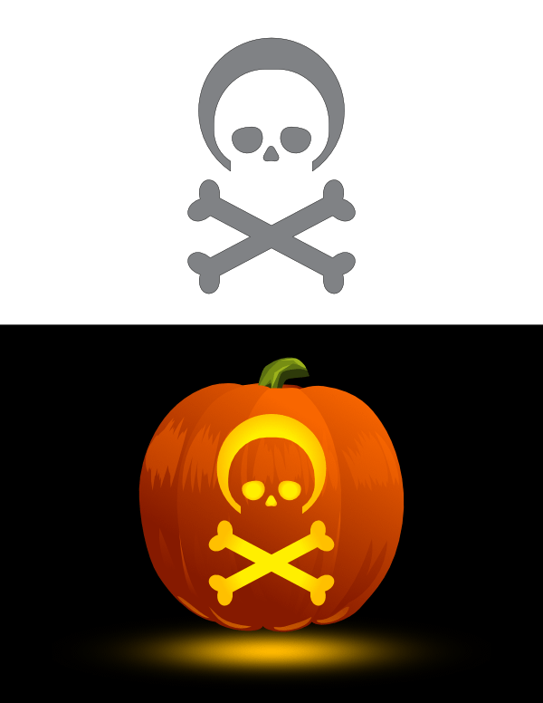 Printable simple skull and crossbones pumpkin stencil