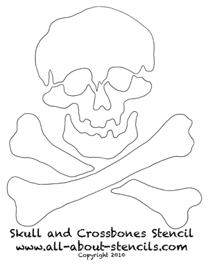 A skull and crossbones stencil and free stencils