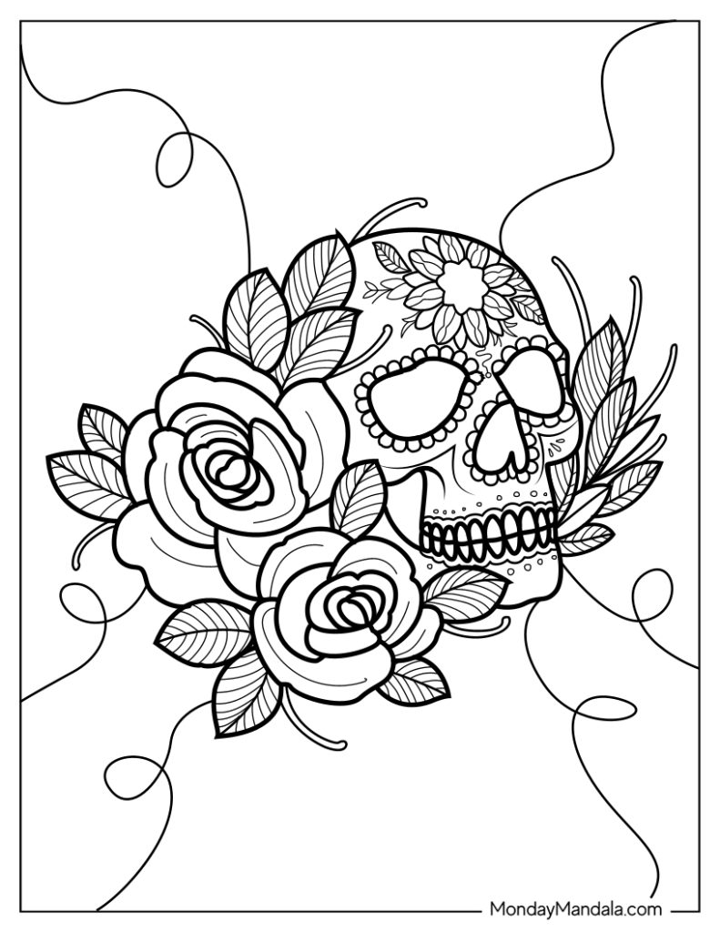 Sugar skulls coloring pages free pdf printables