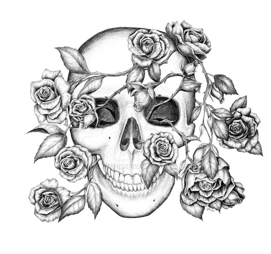 Rosy skull by fnigen skull coloring pages skulls drawing coloring pages nature