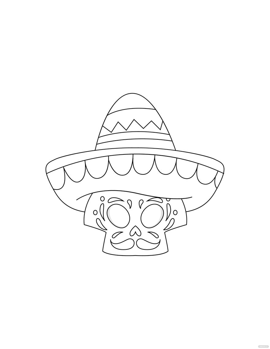 Free cinco de mayo skull coloring page