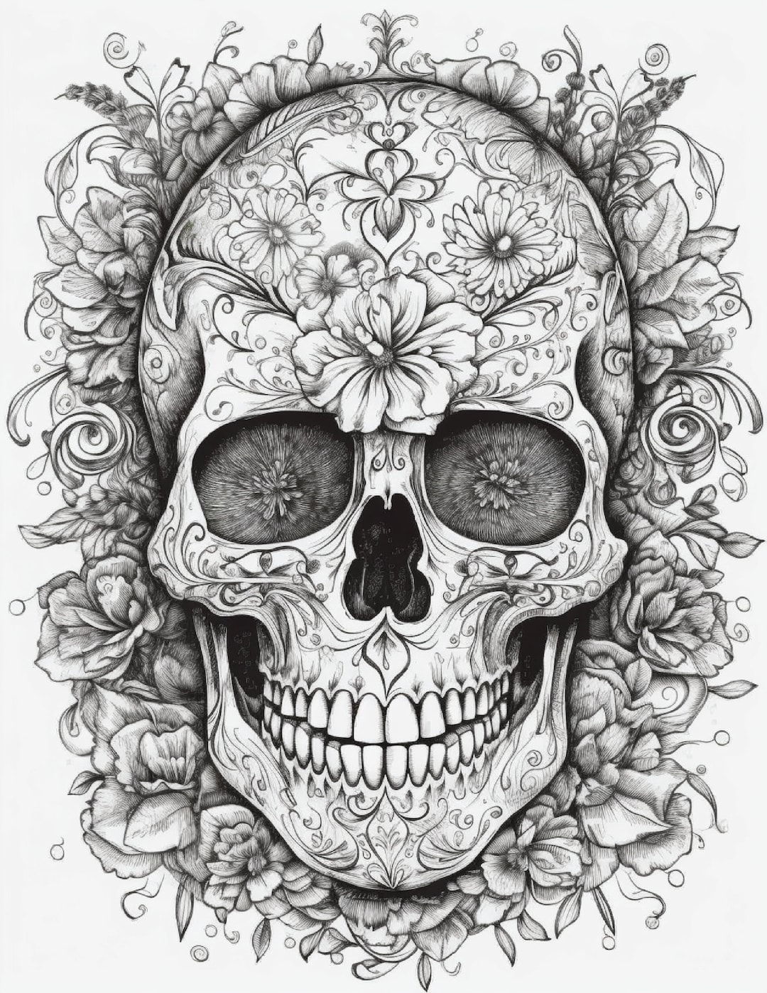Sugar skulls coloring pages for adults volume perfect for dia de los muertos halloween and just for fun download now