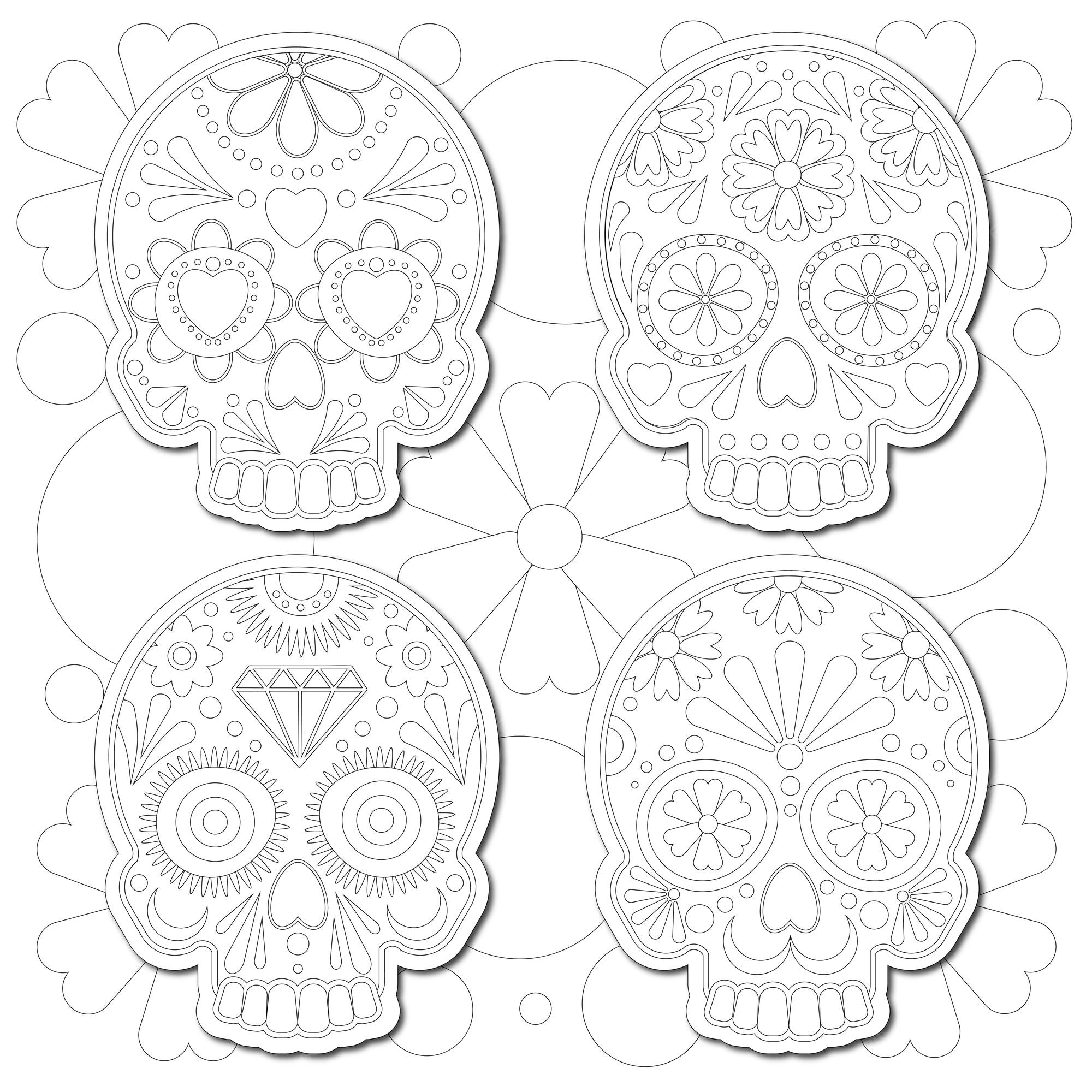 Premium vector cinco de mayo sugar skulls color book