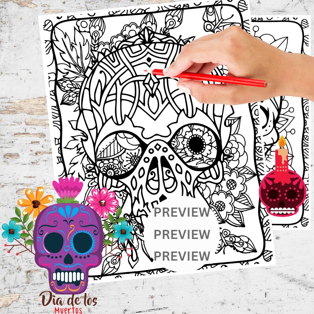 Day of the dead dia de los muertos sugar skull coloring sheets mindfulness made by teachers