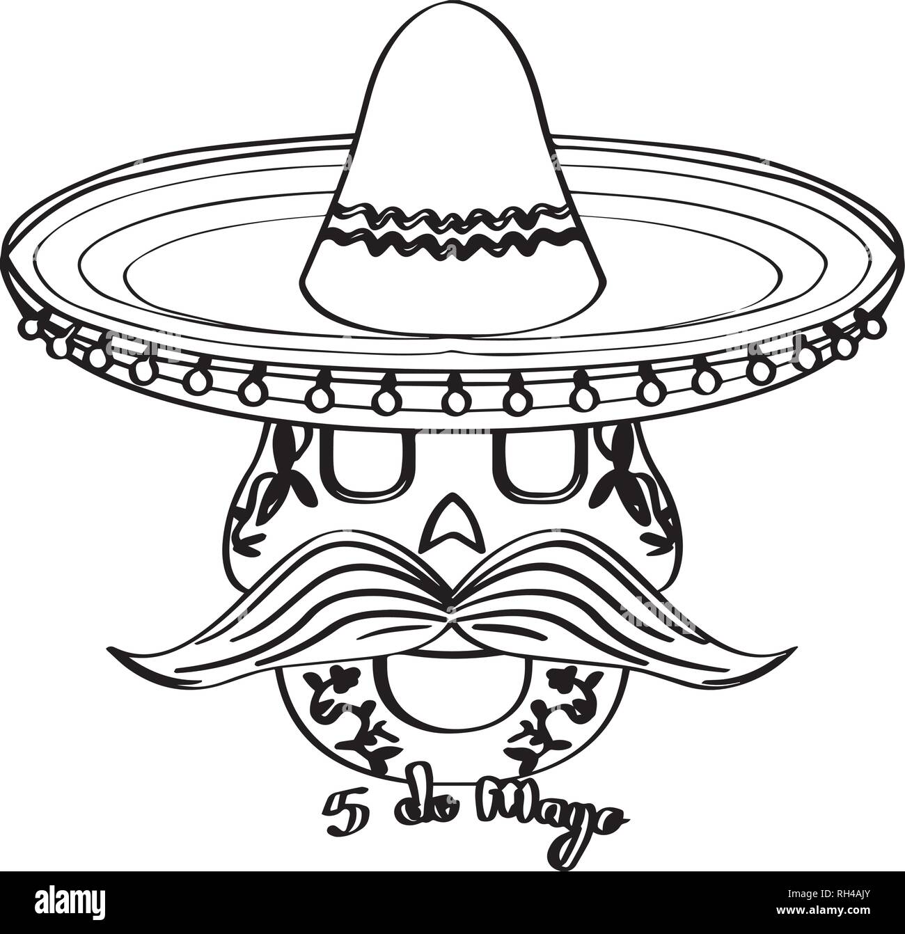 Sketch of a happy mexican skull cinco de mayo stock vector image art