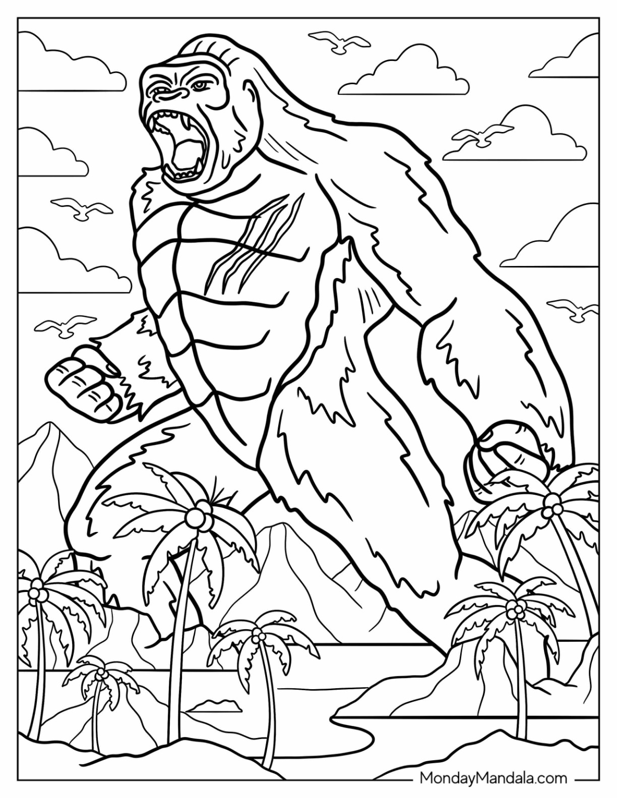 King kong coloring pages free pdf printables