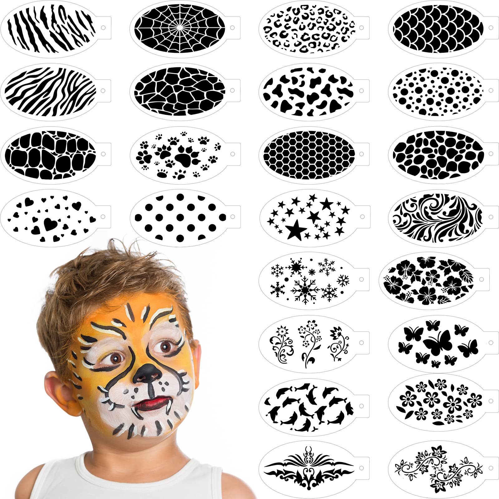 Pieces face paint stencils face body painting stencils tattoo painting templates face tracing stencils for kids holiday halloween makeup body art painting tattoos painting vivid style arts crafts