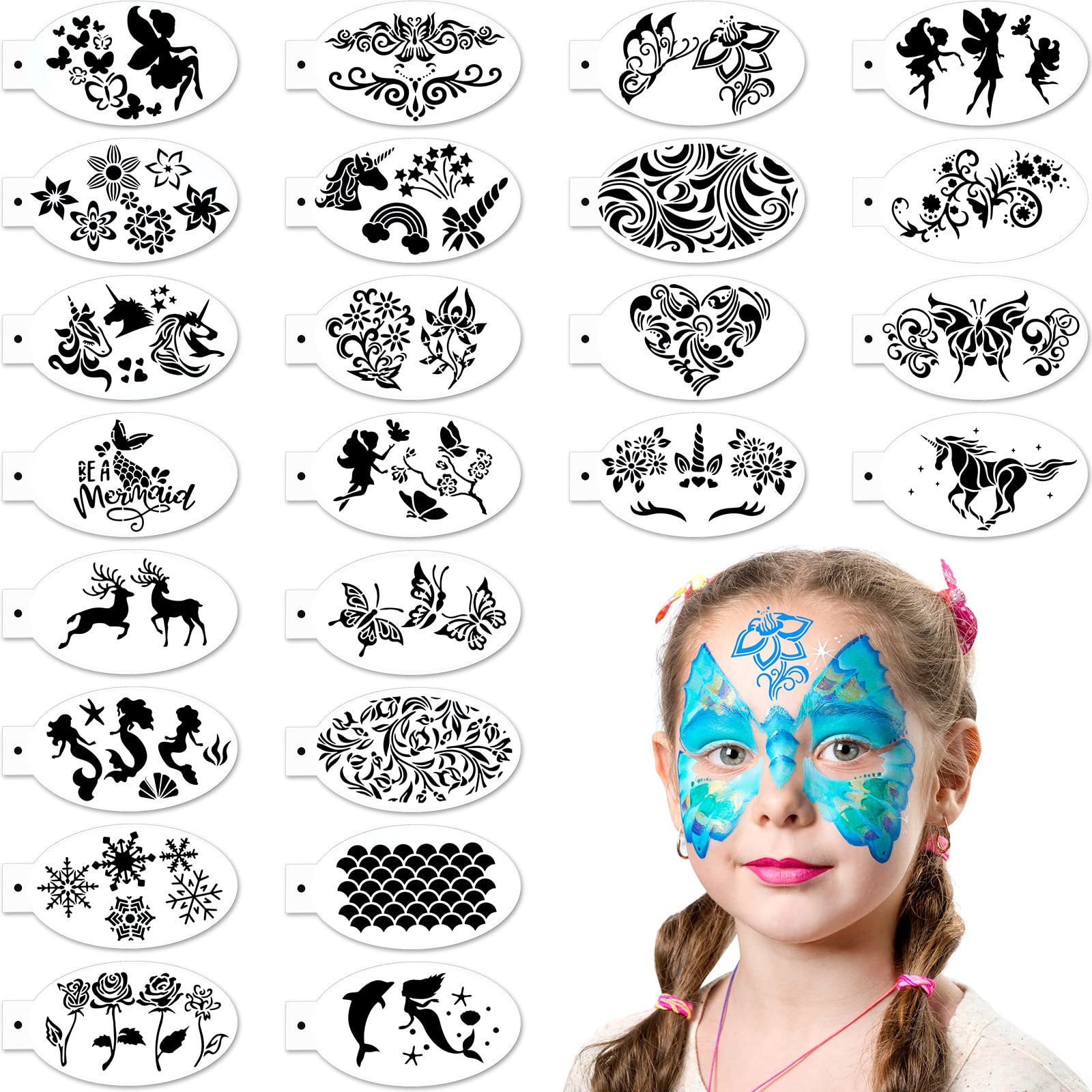 Pieces face paint stencils face body painting stencils tattoo painting templates face tracing stencils for kids holiday halloween makeup body art painting tattoos paintinggraceful style