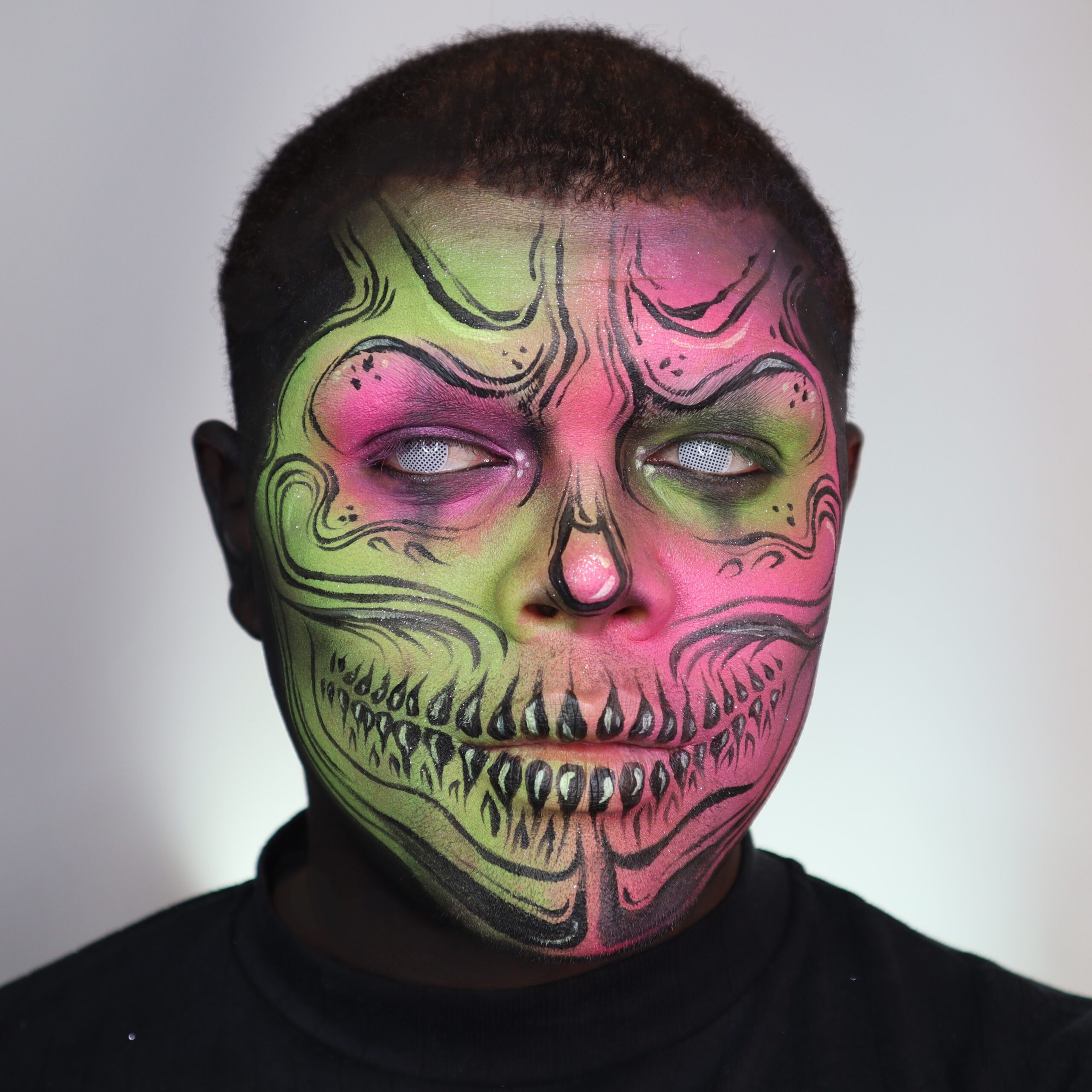 Neon skull makeup look us