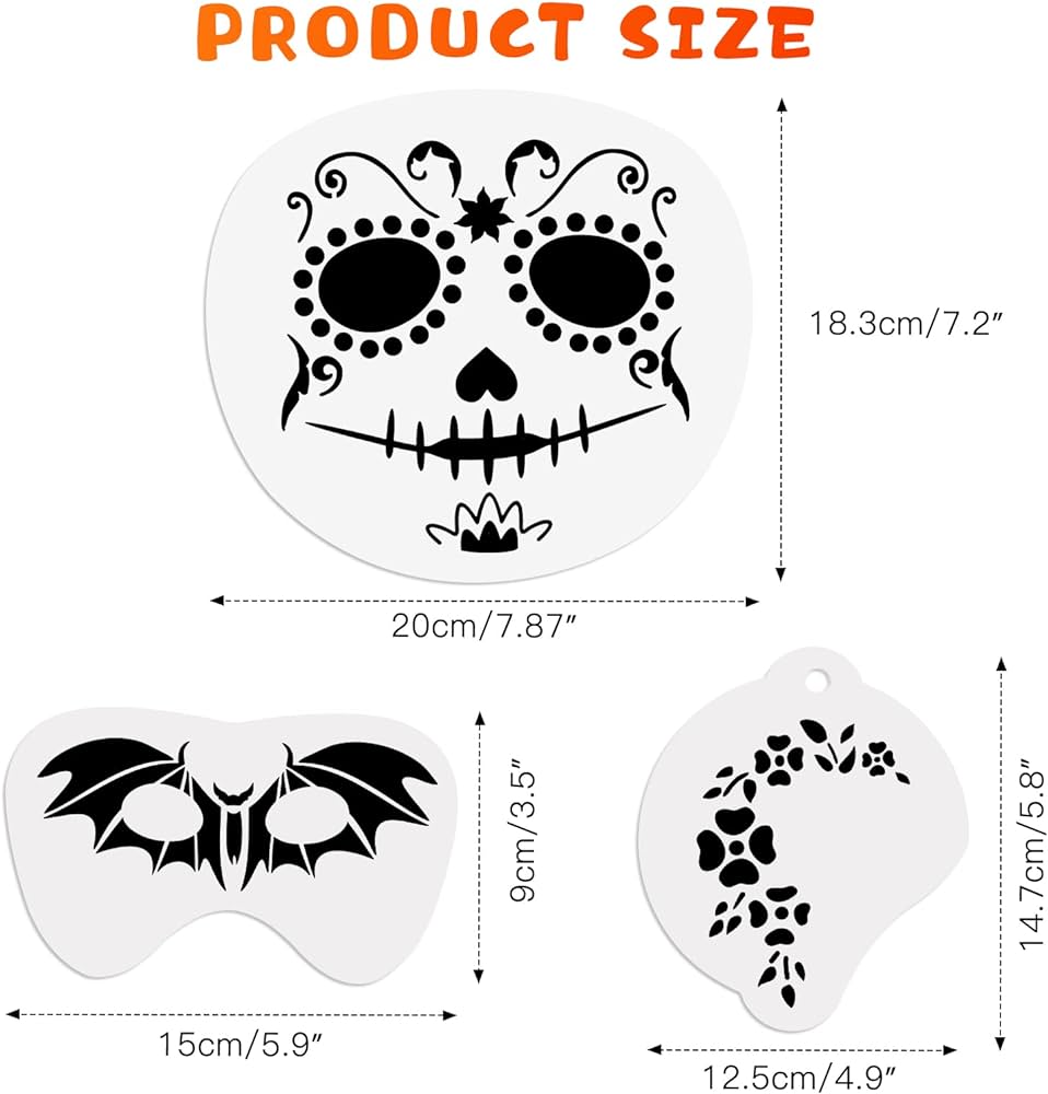 Ootsr pieces face paint stencils kit for kids body painting template for party holiday halloween makeup art painting reusable soft tattoo stencils for children adult beauty personal re