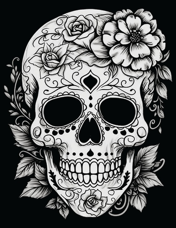 Sugar skulls coloring pages for adults volume perfect for dia de los muertos halloween and just for fun download now