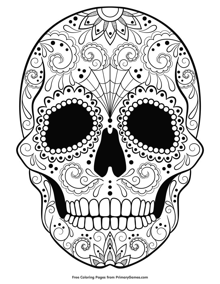 Sugar skull coloring page â free printable ebook skull coloring pages words coloring book swear word coloring book