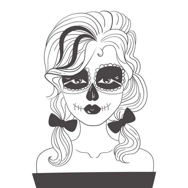 Sugar skull face painting vector cartoon woman stock vector by annaviolet