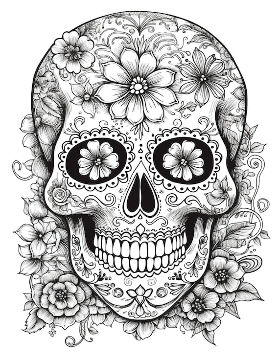 Sugar skulls coloring pages for adults volume perfect for dia de los muertos halloween and just for fun