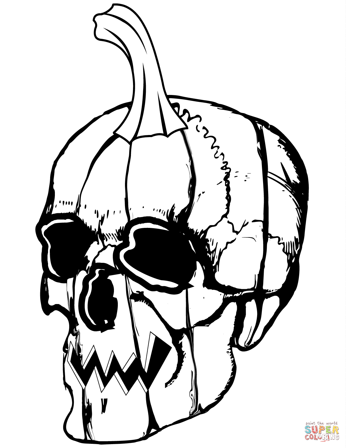 Pumpkin skull coloring page free printable coloring pages