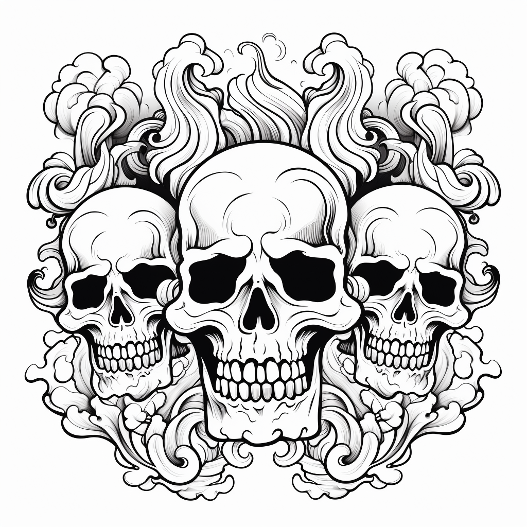 Skulls coloring pages for adults