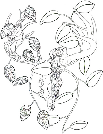 Sugar skull deer coloring page