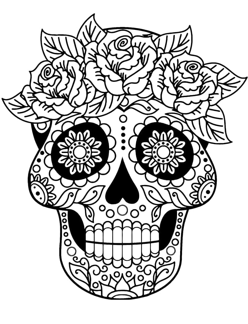 Sugar skull printable coloring page