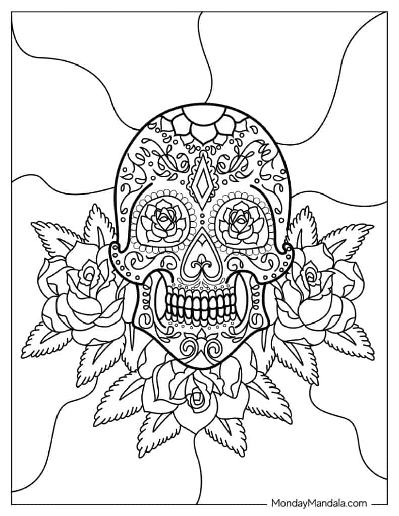 Sugar skulls coloring pages free pdf printables