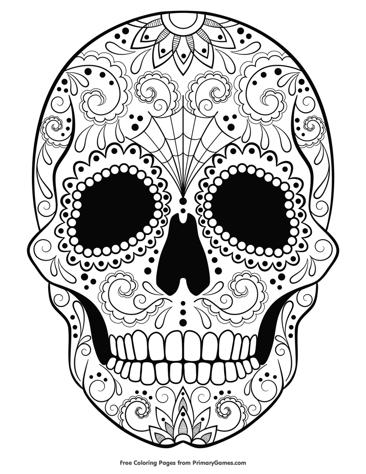 Sugar skull coloring page â free printable ebook skull coloring pages words coloring book swear word coloring book