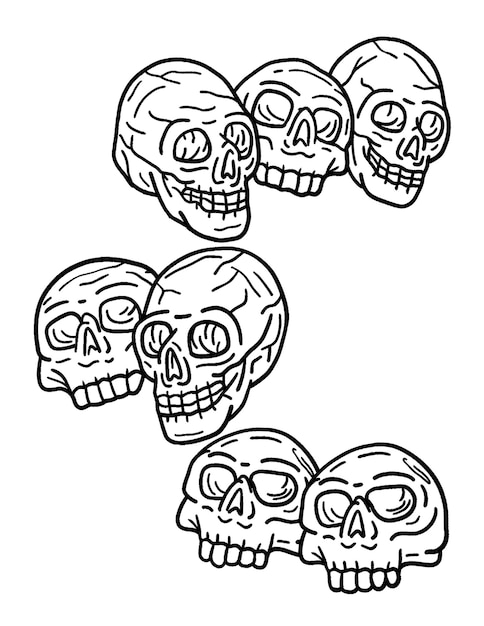 Premium vector halloween skull isolated coloring page for adults