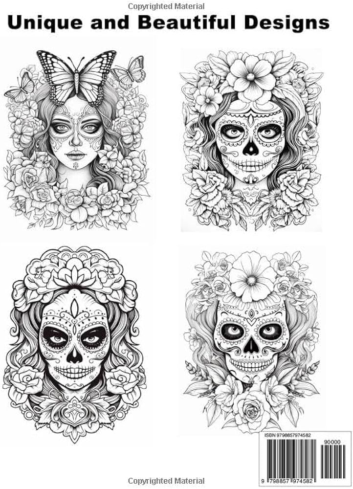 Skull lady stress relief coloring book large print unique and beautiful designs for adults mandala and flower patterns mexico sugar skull coloring pages for seniors colorists publishing seitz books