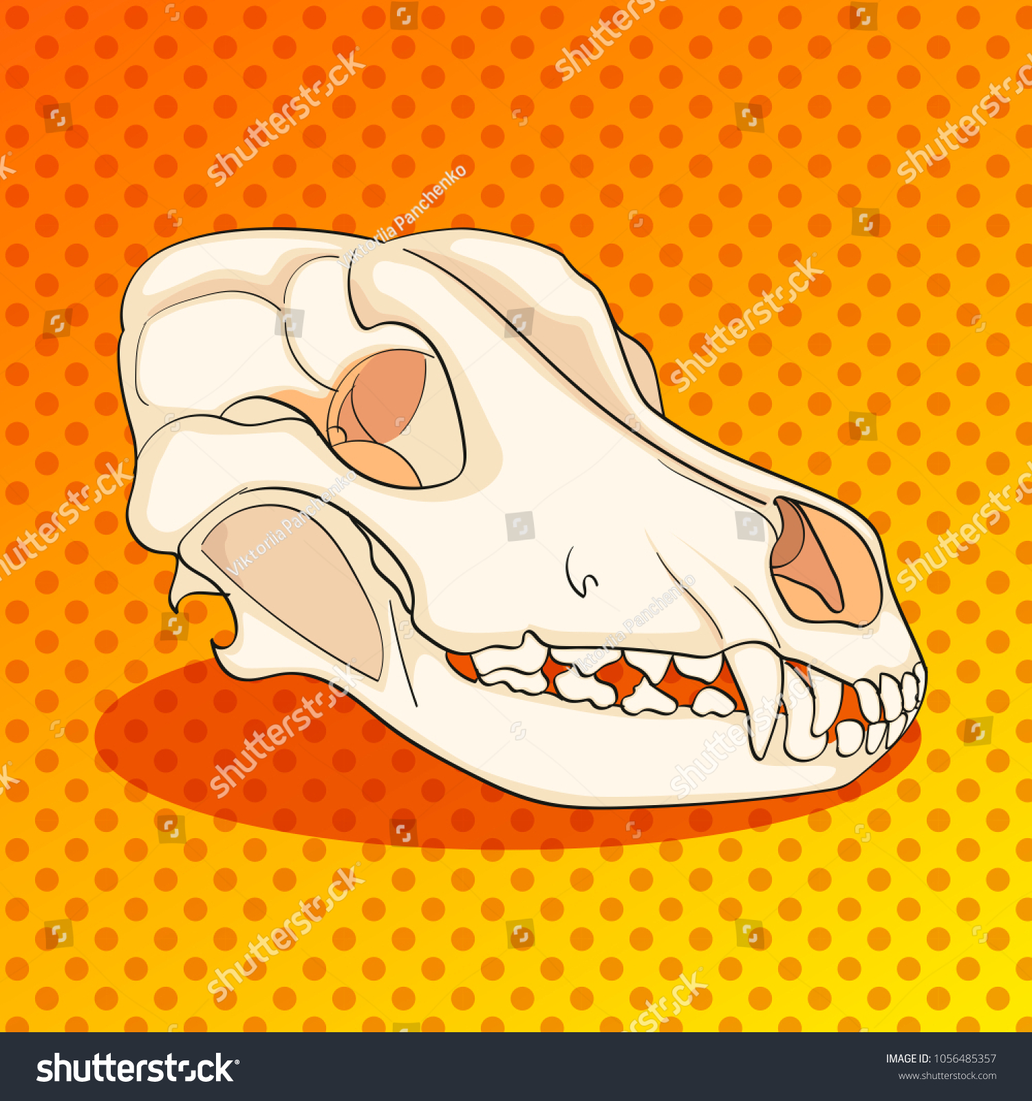 Pop art skull dog sideways color stock vector royalty free