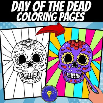 Day of the dead coloring pages skulls pop art inspired