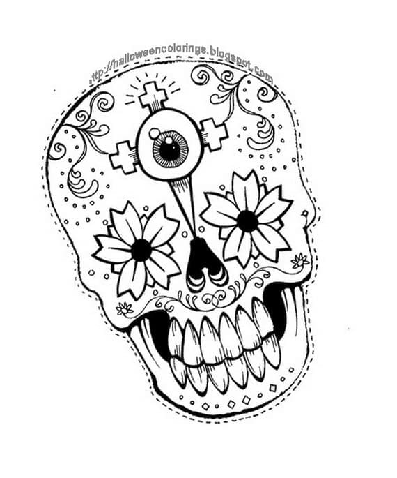 Pop art sugar skull coloring page