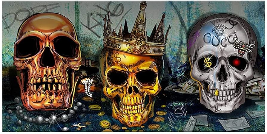 Gold king skull pop art poster print on canvas painting wall art picture for living room home coration color yt size xcm no frame home kitchen