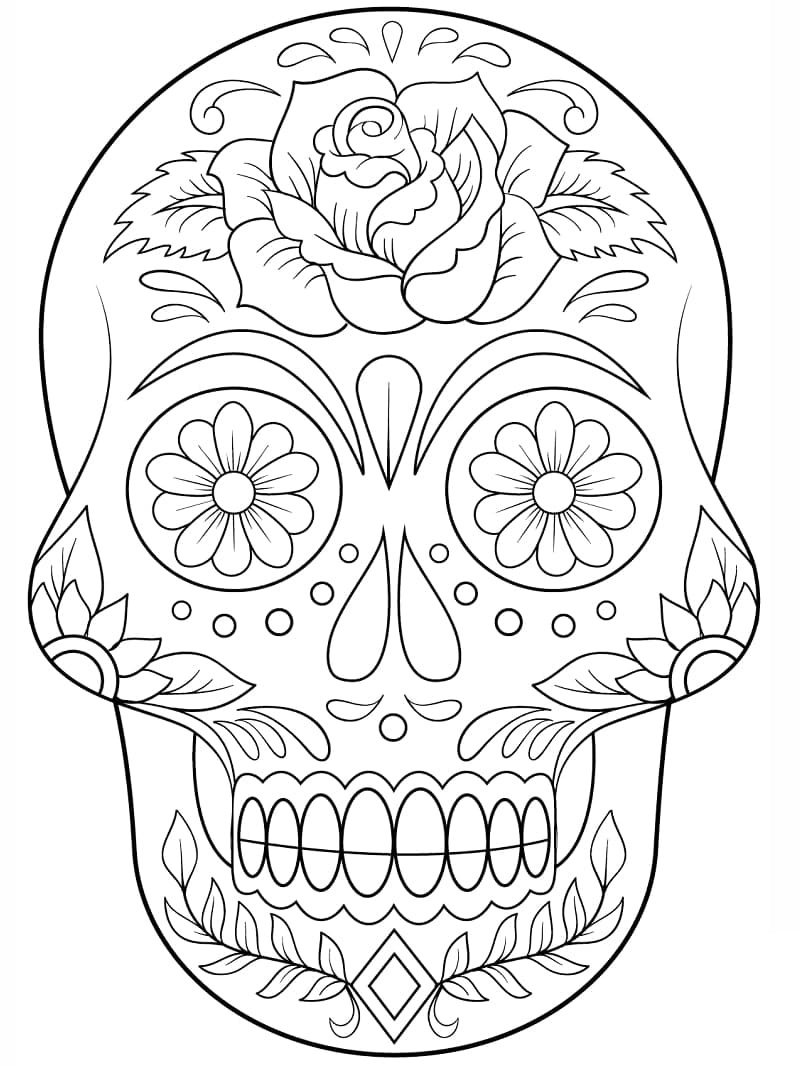 Pop art sugar skull coloring page