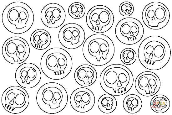 Skulls pop art coloring page free printable coloring pages